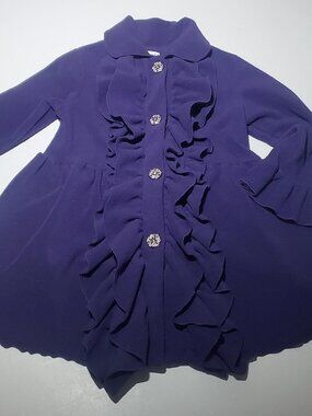 Mack & co. Purple Fleece Ruffled Coat Sz 6 Girls